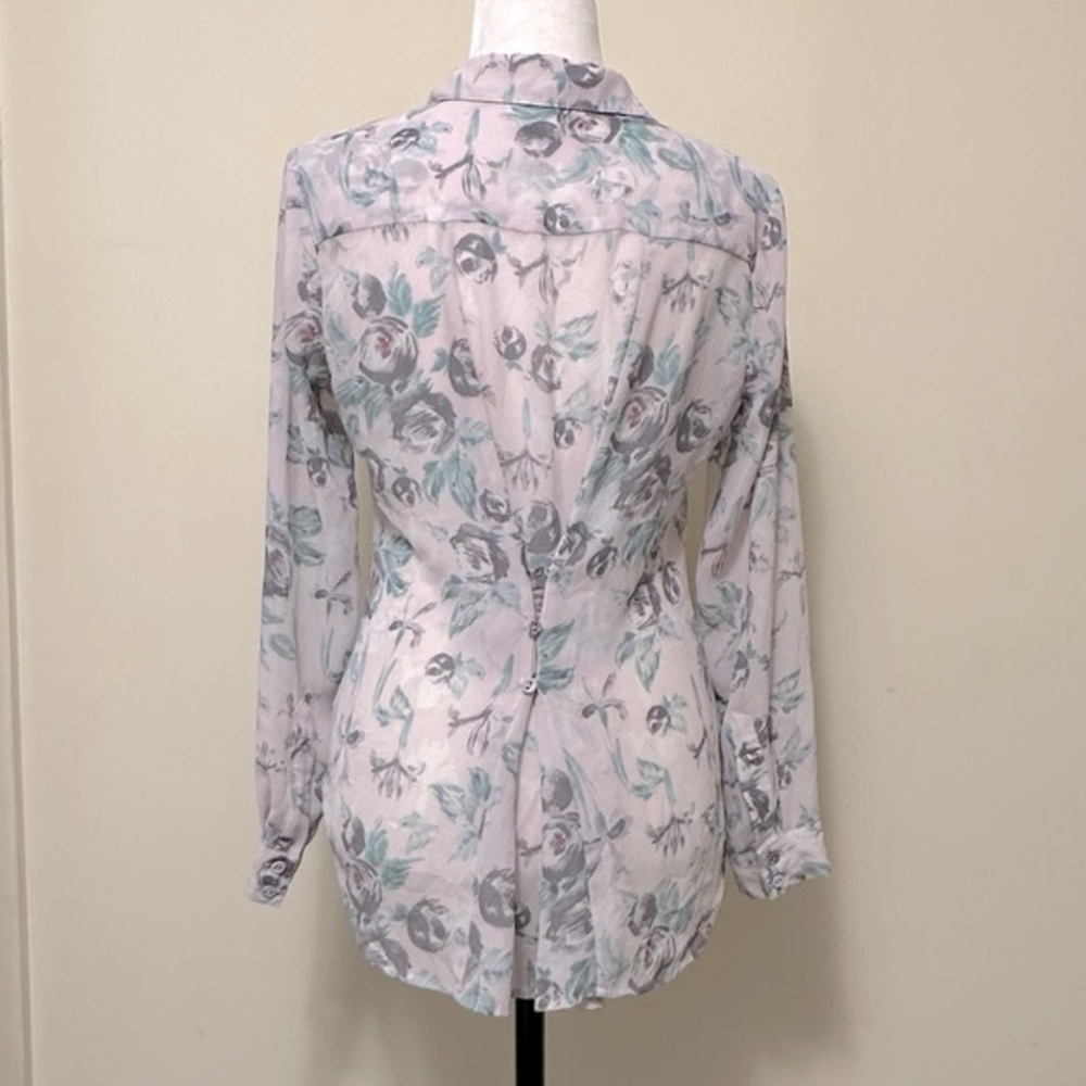 Kut from the Kloth Flora Print Semi-Fit w Back Gathered Button Up Shirt Blouse S - Picture 12 of 16